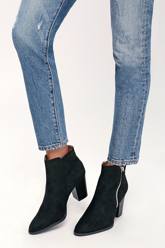 black suede booties outfit