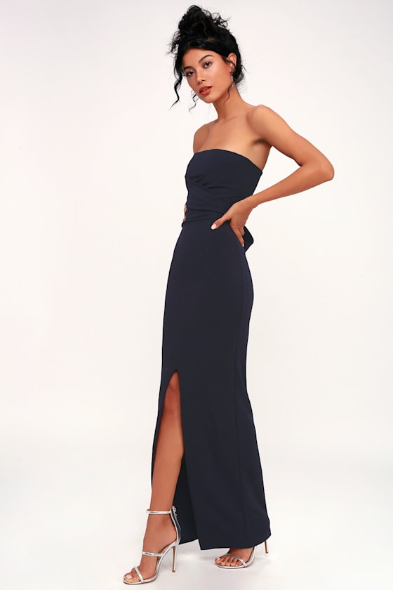 Own the Night Navy Blue Strapless Maxi Dress 3