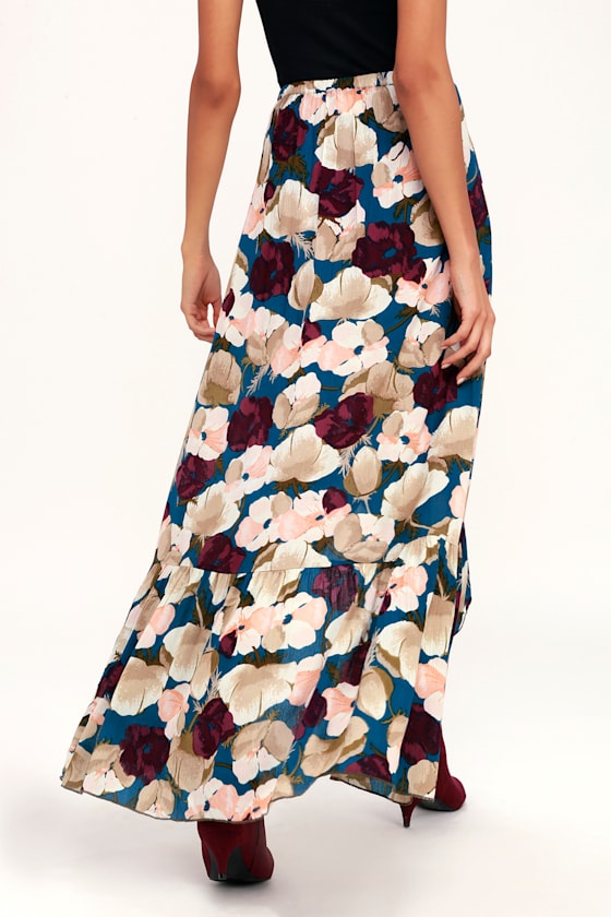 Adriana Blue Floral Print Ruffle Skirt 4