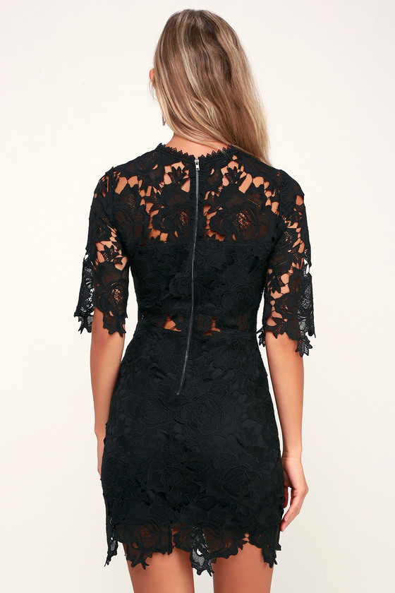 a fine romance black lace sheath dress