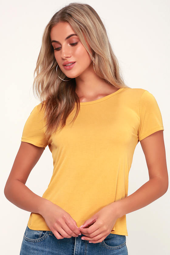 Bidwell Mustard Yellow Twisted Back Tee 3