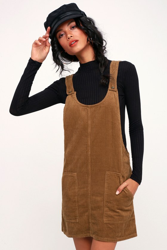 tan corduroy overall dress