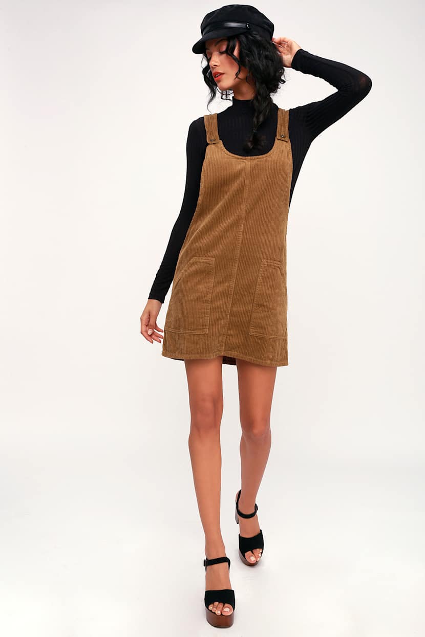 Others Follow Rita - Brown Corduroy Dress - Cute Pinafore Dress - Lulus