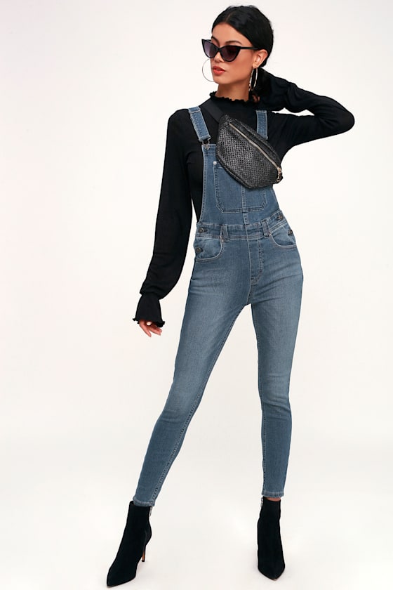 Slim Ankle Medium Wash Denim Overalls 2