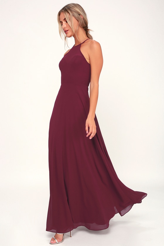 air of romance burgundy maxi dress