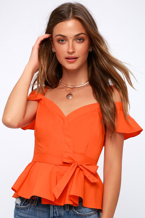 ASTR The Label Carly Top - Coral Orange Top - Wrap Top - Lulus