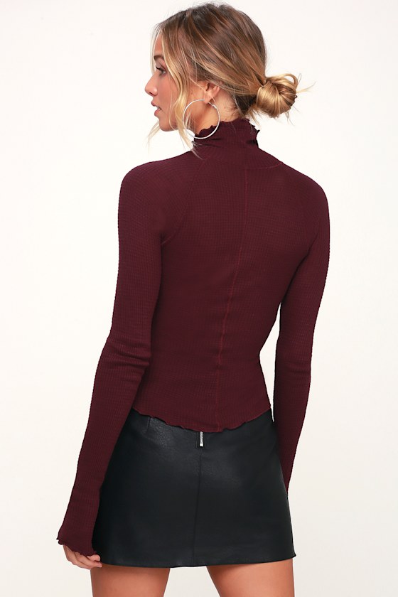 Make it Easy Plum Purple Thermal Turtleneck Top 2