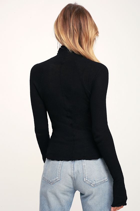 Make it Easy Black Thermal Turtleneck Top 5