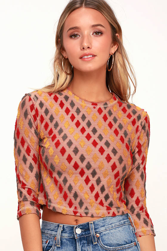 magic carpet red multi crop top