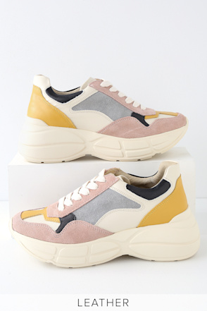 Steve Madden Memory Pink Multi Sneakers Genuine Leather Shoes - Main Image