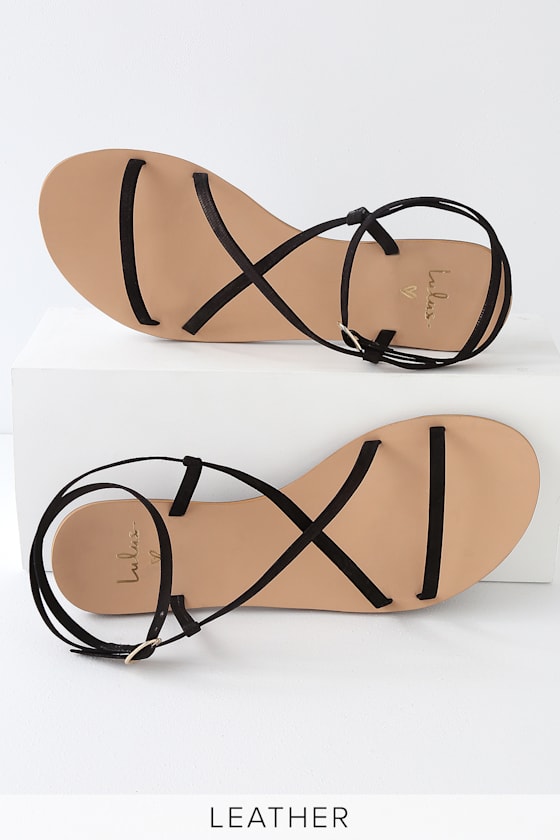 Cute Black Sandals Leather Sandals Strappy Sandals Lulus