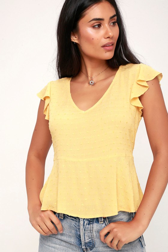 yellow ruffle sleeve top