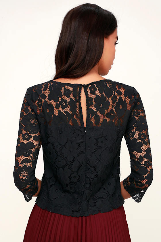 Love You Still Black Lace Three-Quarter Sleeve Top 2