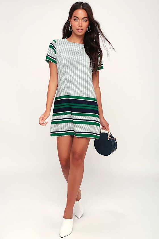 Nikolai Green Print Short Sleeve Shift Dress 1