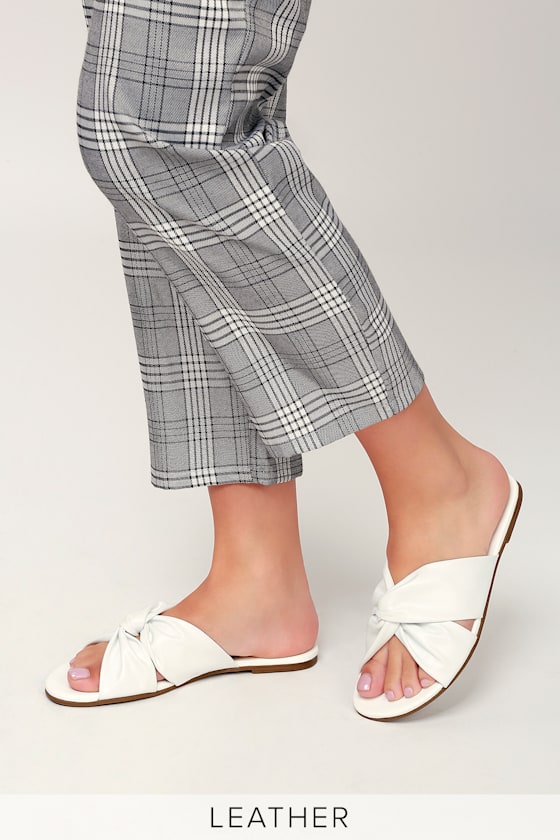 Tilly White Nappa Leather Slide Sandals 5