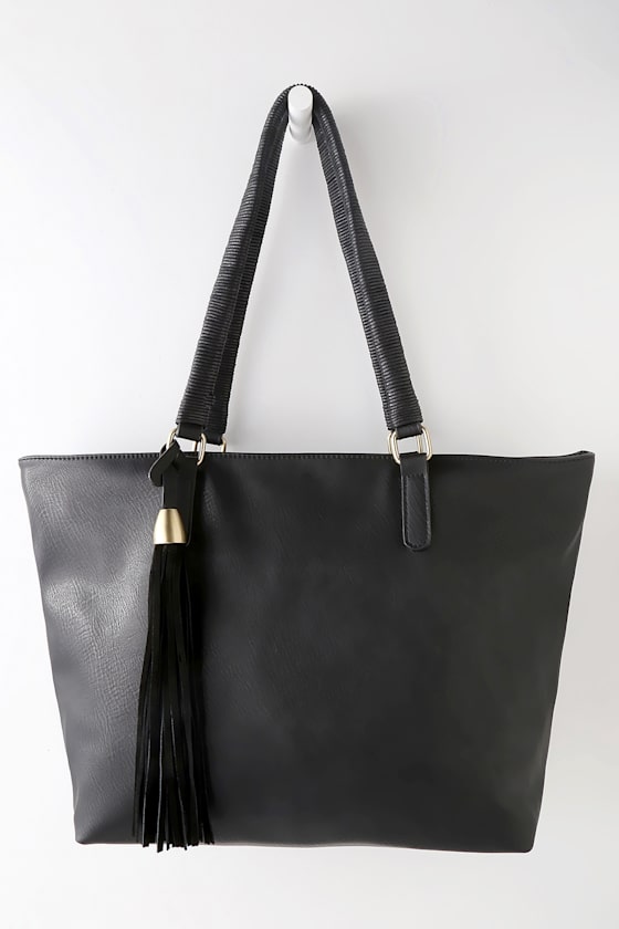 Unisex Small Loop Tote Bag - Black