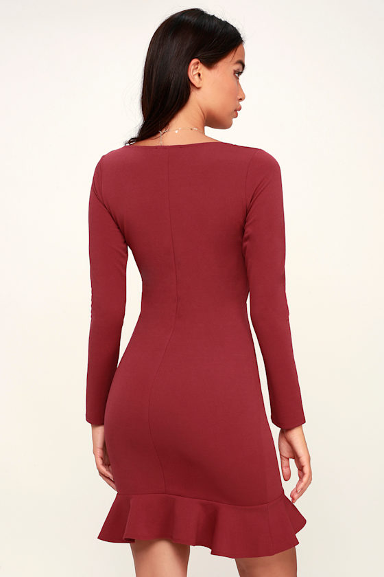 Margot Rust Red Ruffled Long Sleeve Dress 4