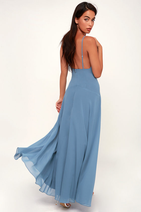 Lovely Still Slate Blue Sleeveless Maxi Dress 4