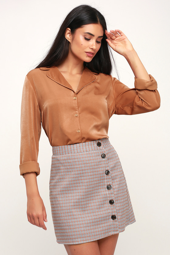 Cute Plaid Mini Skirt - Button-Up Mini Skirt - Mini Skirt - Lulus