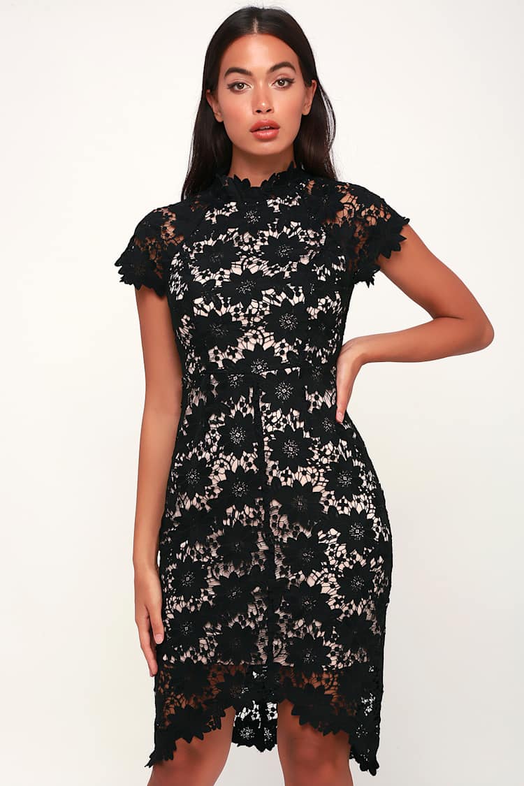 Sexy Black Dress - Black Lace Dress - Black and Nude Dress - Lulus