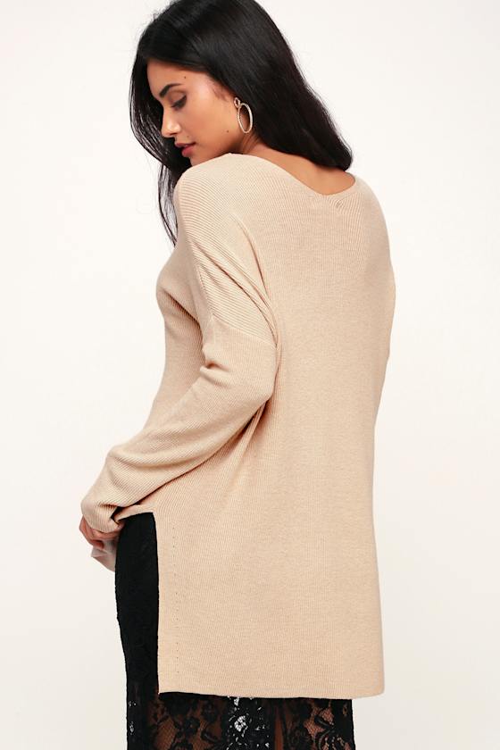 Cozy Up Beige V-Neck Sweater Top 5
