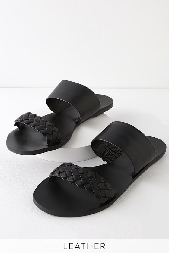 womens slide sandals black