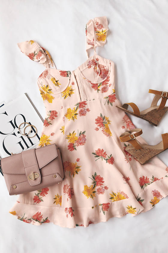 Brianne Pink Floral Print Bustier Mini Dress 2