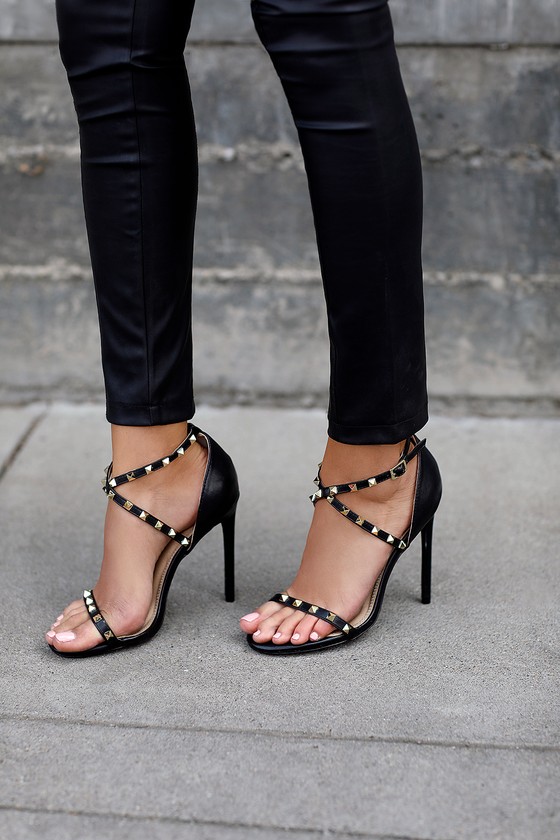 Sexy Black Heels - Studded Heels 
