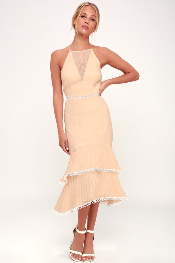 Keepsake Too Close Dress - Nude Midi 