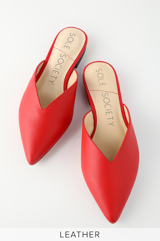red pointed mules