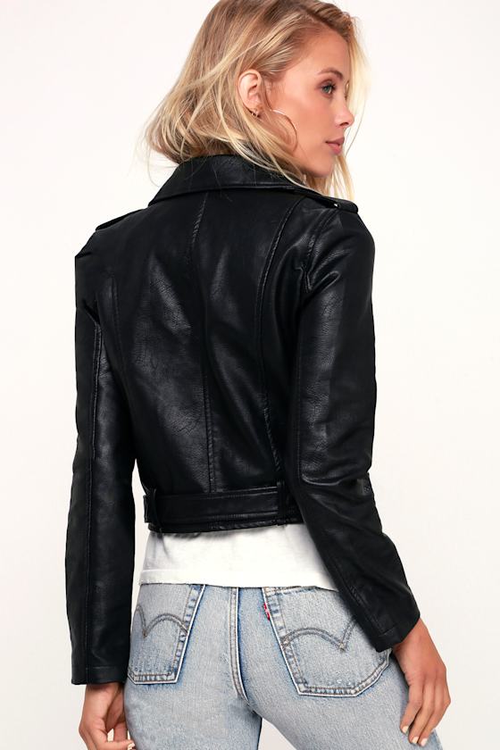 Full Throttle Black Vegan Leather Moto Jacket 1