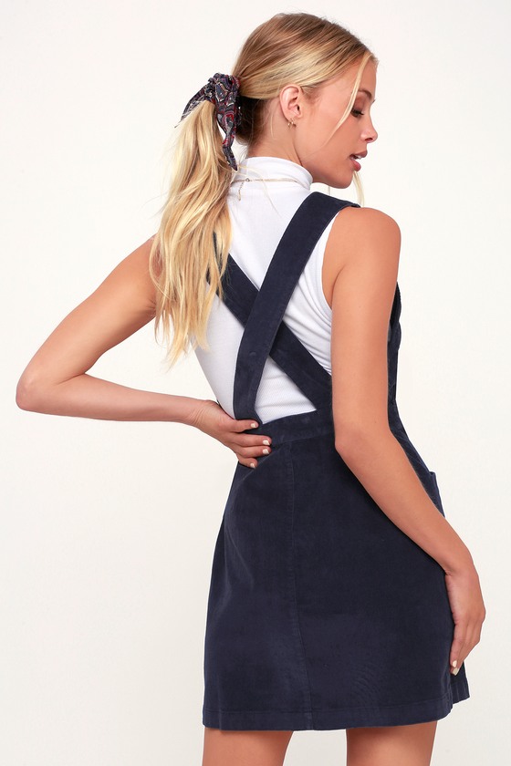 navy blue pinafore dress