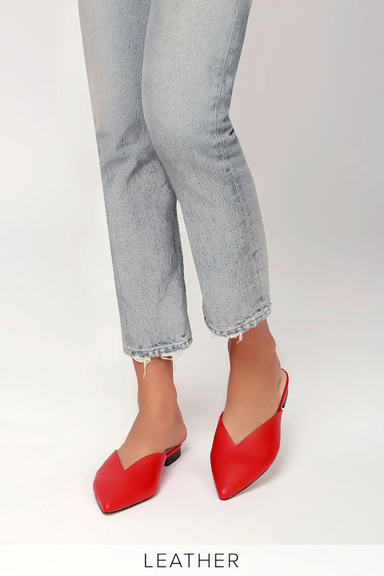 Rosemond Red Leather Pointed Toe Mules 5