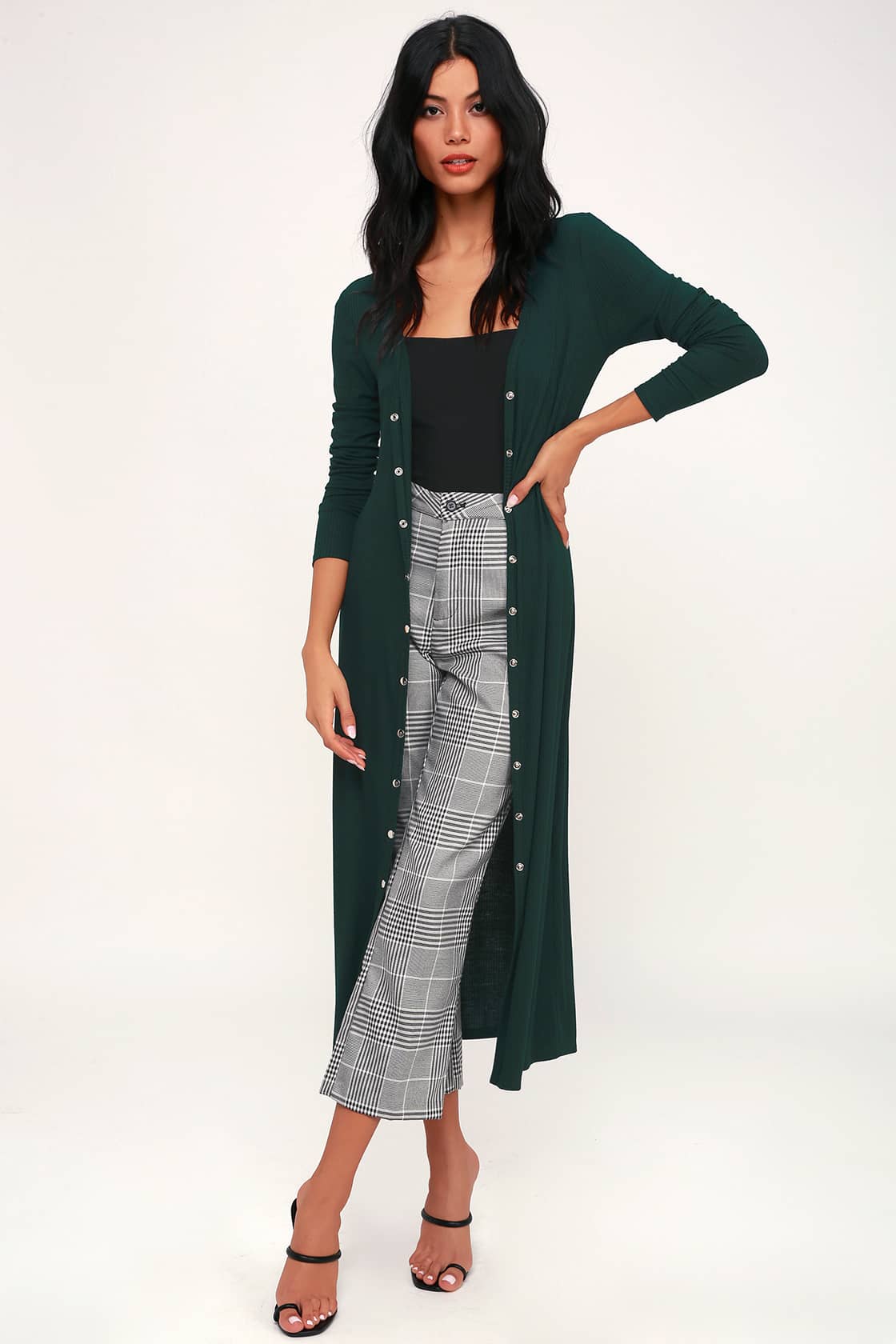 Long Sleeve Mohair Cardigan - Forest Green main image 1
