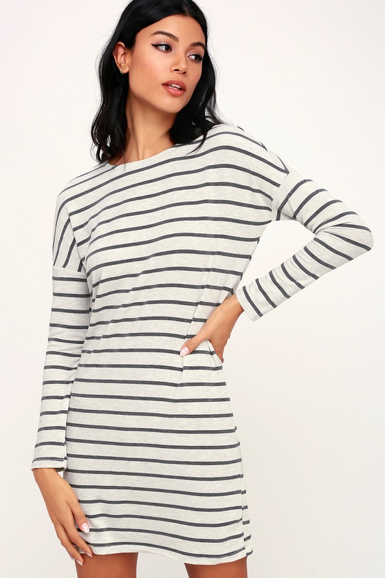 striped long sleeve t shirt dress