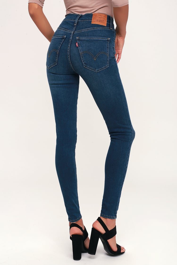 Levi's Mile High Super Skinny - Skinny Jeans - Dark Blue Jeans - Lulus