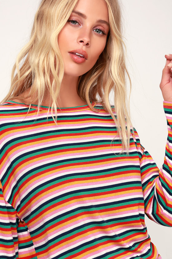 Feelin' Groovy Rainbow Striped Long Sleeve Top