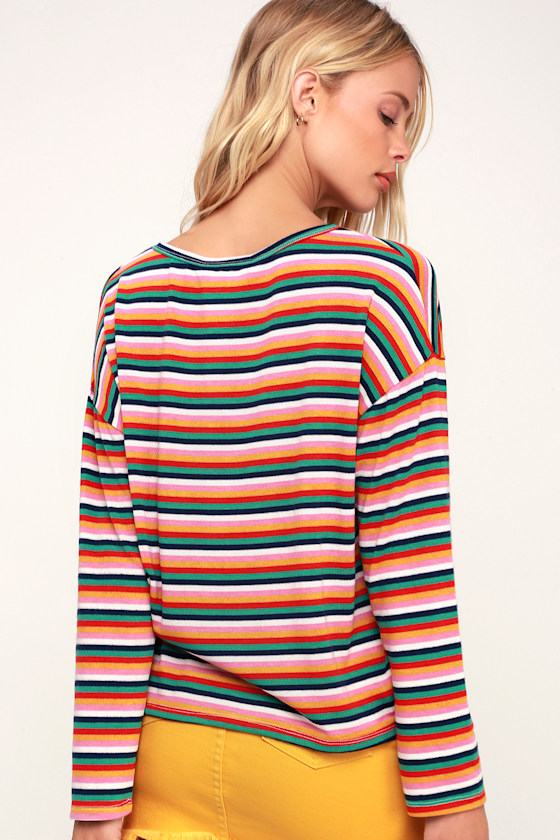 Cute Rainbow Striped Top - Long Sleeve Top - Multi Striped Top - Lulus