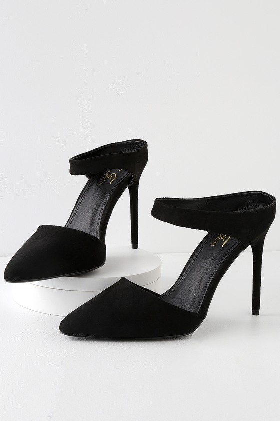 Chic Black Heels Pointed Toe Heels Vegan Suede Heels Lulus