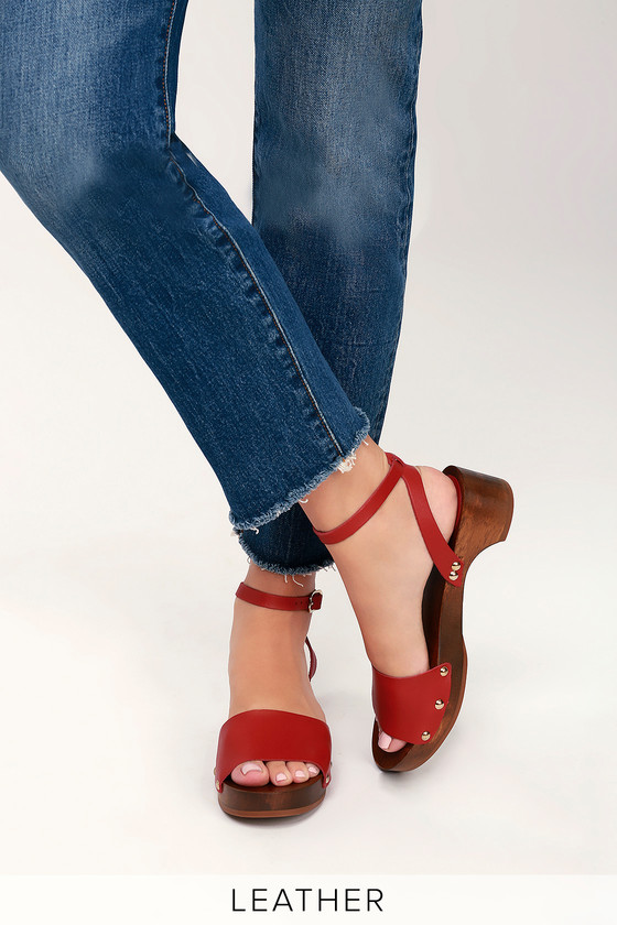 lulus willy cognac leather open toe clog sandals