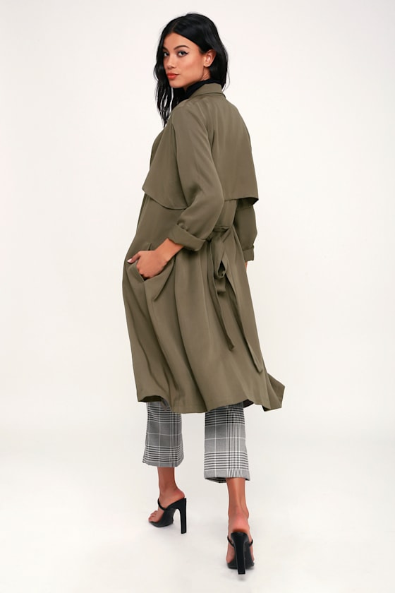 Happily Weather After Olive Green Trench Coat Women's Coat Lulus