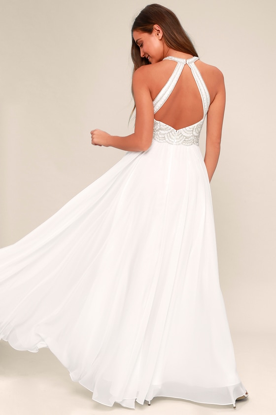 Lovely White Dress - Maxi Dress - Beaded Gown - Bridal Dress