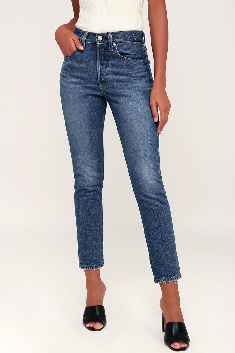Levi's 501 Skinny - Medium Wash Jeans - High-Waisted Jeans - Lulus