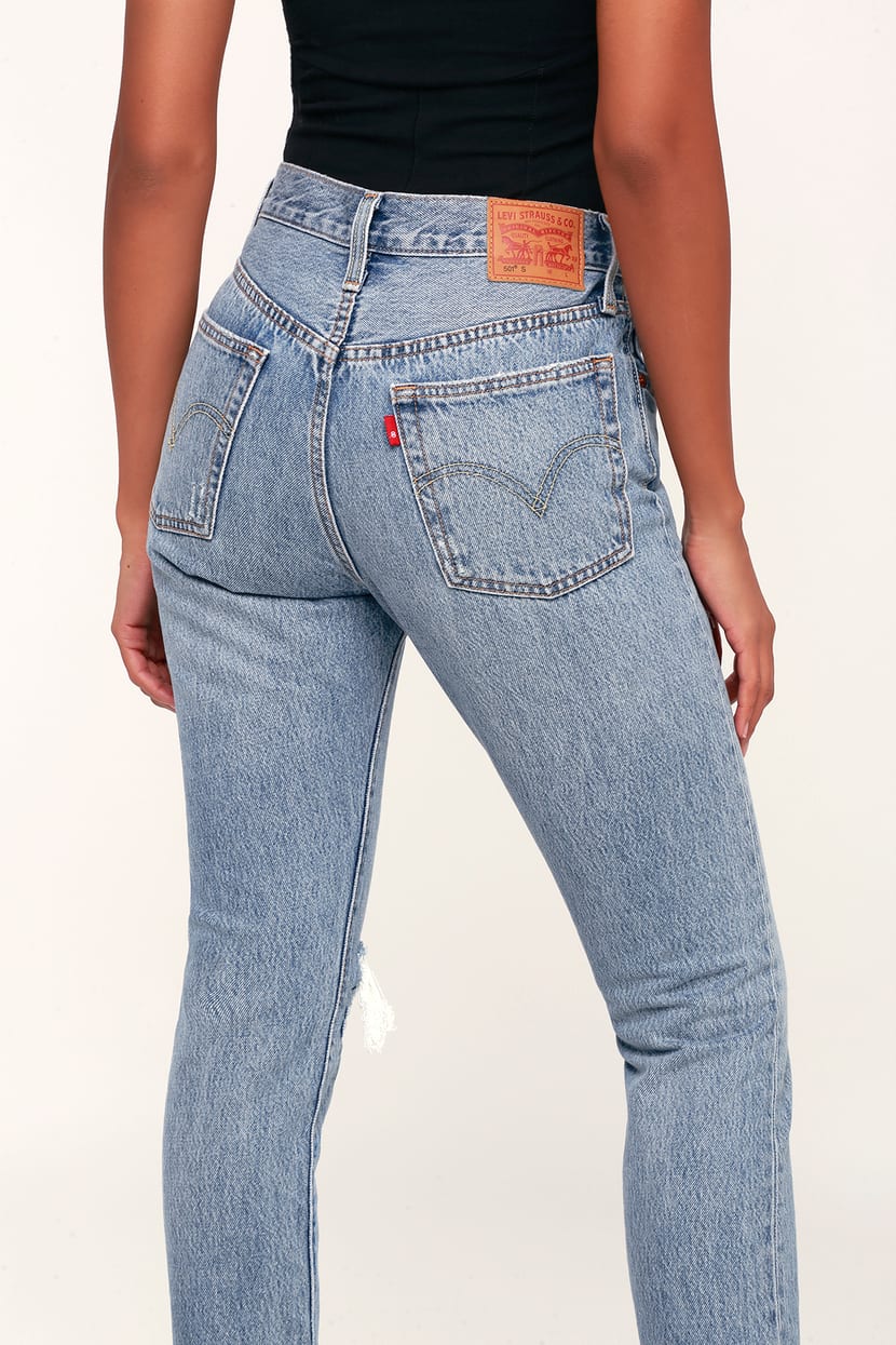 Levi's 501 Skinny Light Wash Distressed Jean High Rise Jeans Lulus