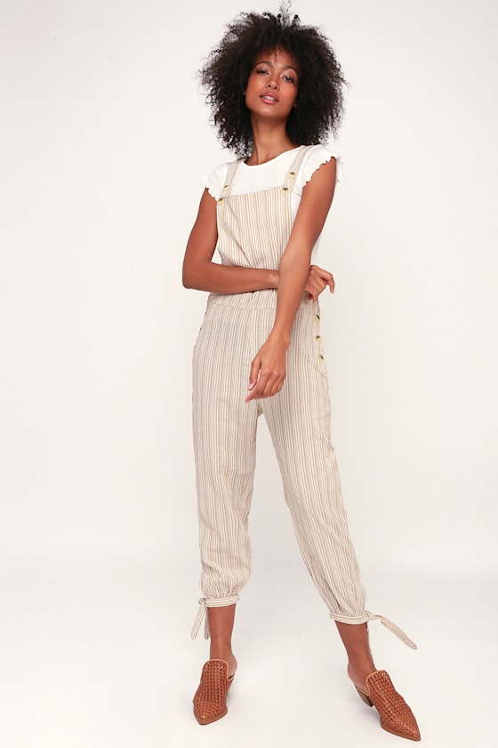 Bahamas Beige Striped Jumpsuit 1