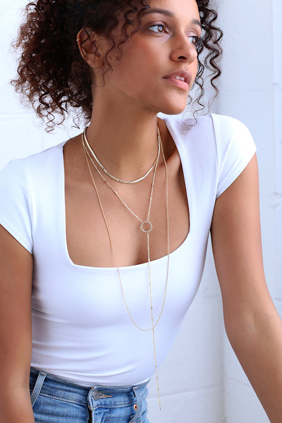 So Grateful Gold Rhinestone Layered Necklace 6