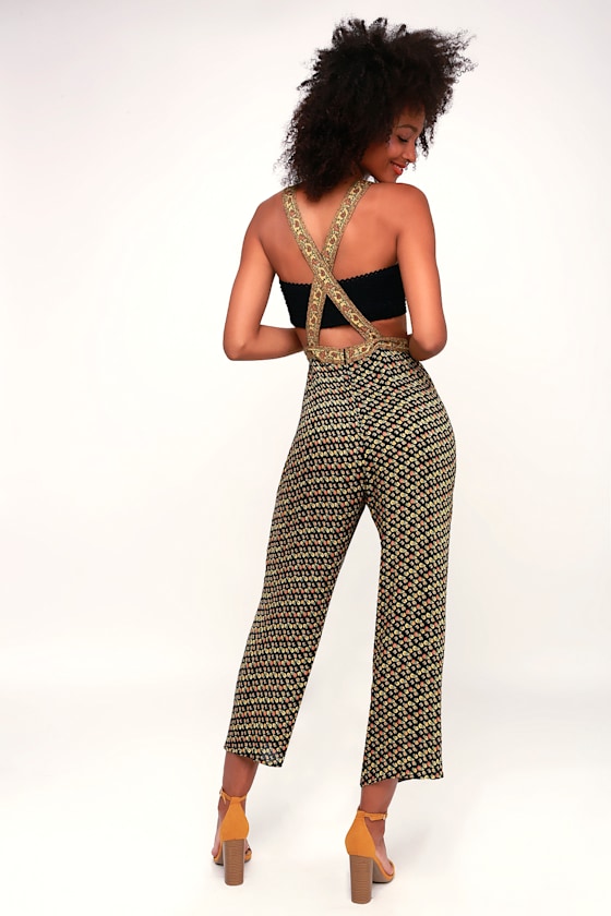 Sunset Drive Black Floral Print Wide-Leg Jumpsuit 2