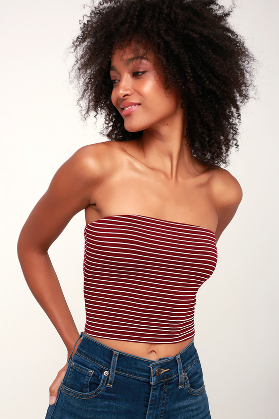 black and white striped tube top