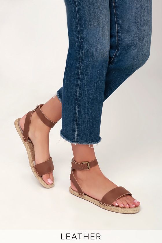 cognac sandals flat