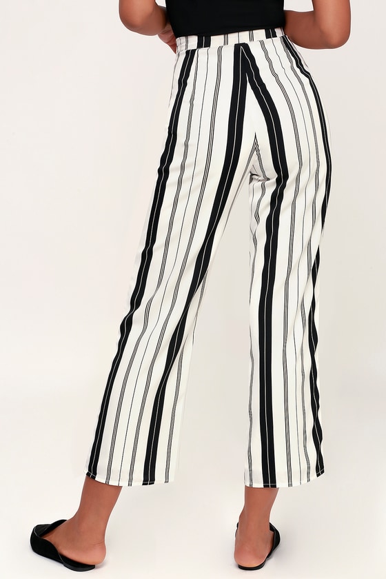 black and white striped pants girls